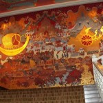 Mural in Lobby of Four Seasons Hotel at Head of Stairs