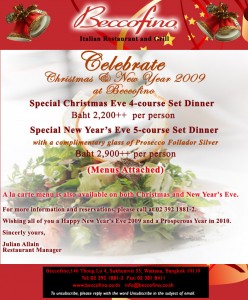 Holiday Celebrations at Beccofino Restaurant, Bangkok