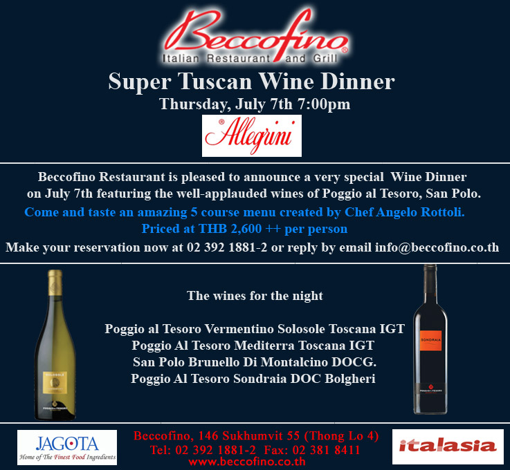 Beccofino Restaurant & Grill July-Wine-Dinner