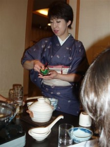 Girl in Kimono serving