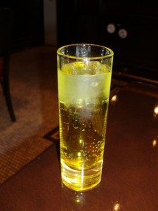 Suze and soda (a bittersweet French aperitif flavored with gentiane root)